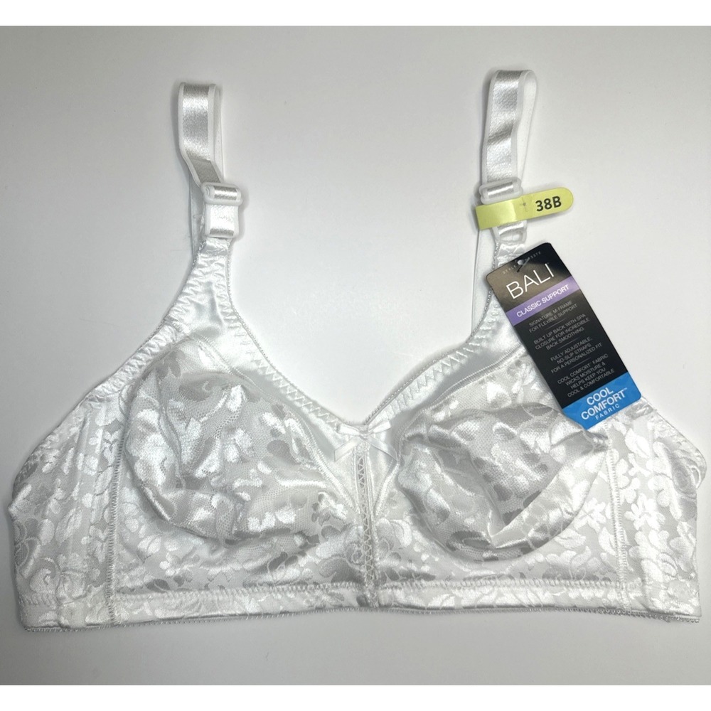 Bali Women's Double Support Spa Closure Wirefree Bra DF3372 White 38B NEW